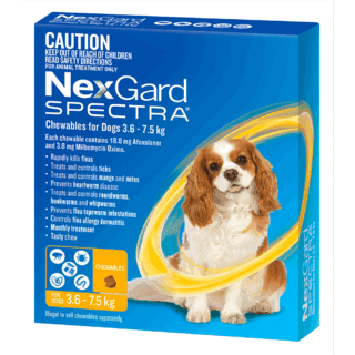 NexGard Spectra Small Dog 3.6 to 7.5kg (Yellow)